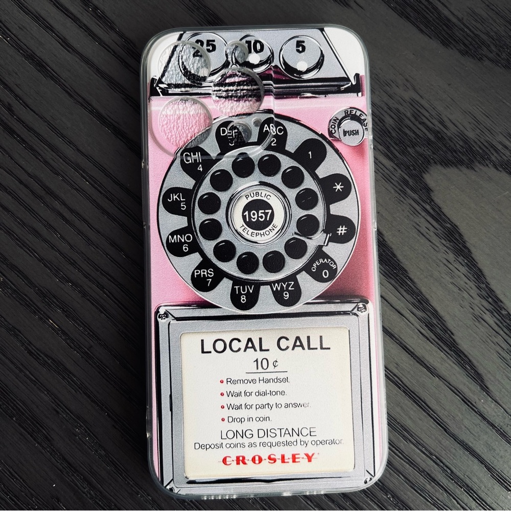 New! Retro Style Pink Rotary Dial Payphone for iPhone 13 Pro Soft Phone Case